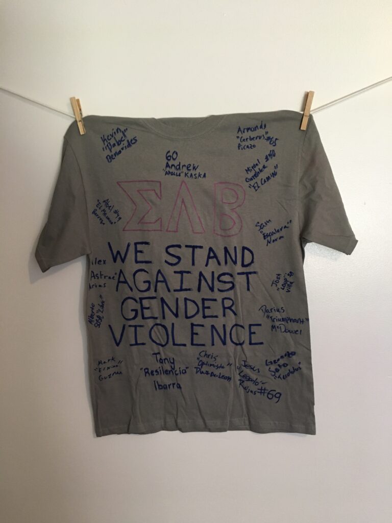 (shirt includes list of signatures) ΣΛΒ WE STAND AGAINST GENDER VIOLENCE